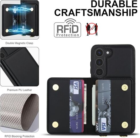 Asuwish Phone Case for Samsung Galaxy S23 5G Wallet Cell Cover with Tempered Glass Screen Protector Wrist Crossbody Strap RFID Blocking Card Holder S 23 23S GS23 G5 SM-S911U 6.1 inch Women Dark Purple in Saudi Arabia
