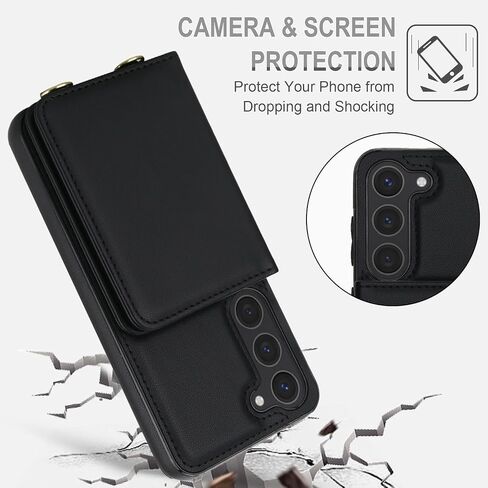 Asuwish Phone Case for Samsung Galaxy S23 5G Wallet Cell Cover with Tempered Glass Screen Protector Wrist Crossbody Strap RFID Blocking Card Holder S 23 23S GS23 G5 SM-S911U 6.1 inch Women Dark Purple in Saudi Arabia