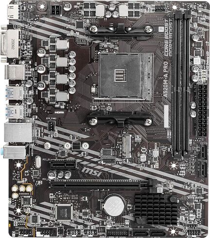 اللوحة الأم للألعاب MSI A520M-A PRO (AMD AM4، DDR4، PCIe 4.0، SATA 6 جيجابايت/ثانية، Dual M.2، USB 3.2 Gen 1، DVI/HDMI، Micro-ATX) (متجددة) in Saudi Arabia