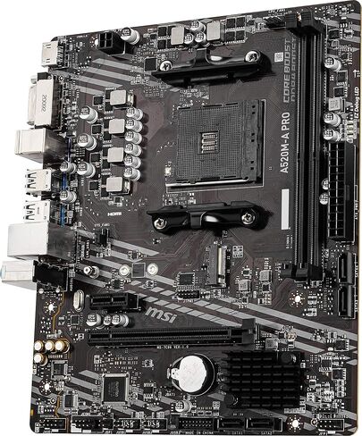 اللوحة الأم للألعاب MSI A520M-A PRO (AMD AM4، DDR4، PCIe 4.0، SATA 6 جيجابايت/ثانية، Dual M.2، USB 3.2 Gen 1، DVI/HDMI، Micro-ATX) (متجددة) in Saudi Arabia