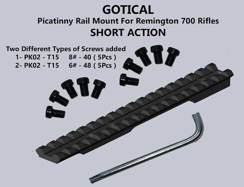 حامل السكك الحديدية Gotical Picatinny لبنادق Remington 700 قصيرة الحركة من الألومنيوم باللون الأسود غير اللامع in Saudi Arabia