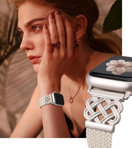 TOYOUTHS Braided Magnetic Band Compatible with Apple Watch Bands 38/40/41/42/44/45/46/49mm Women Men, Dressy Celtic Metal Stretchy Elastic Strap for iWatch Series 11 10 9 8 7 6 5 4 SE/Ultra 3 2 1 in Saudi Arabia