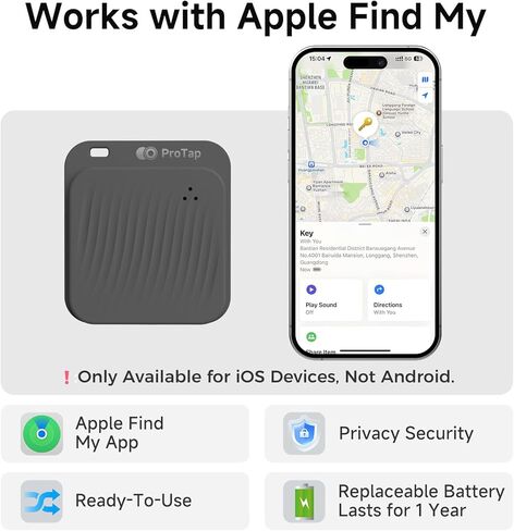 4 Pack Air Tracker Tags (iOS Only), Bluetooth Tracker for Apple Find My App, Replaceable Battery, Item Finders and Locator Smart Tag for Keys, Bags, Luggage, Wallet- Dark Gray in Kuwait