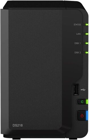 خادم Synology DiskStation DS218 NAS مع وحدة المعالجة المركزية RTD1296 بسرعة 1.4 جيجا هرتز، وذاكرة 2 جيجا بايت، وتخزين محرك أقراص ثابتة سعة 4 تيرابايت، ومنفذ LAN 1 × 1 جيجابت، ونظام تشغيل DSM in Saudi Arabia