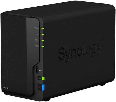 خادم Synology DiskStation DS218 NAS مع وحدة المعالجة المركزية RTD1296 بسرعة 1.4 جيجا هرتز، وذاكرة 2 جيجا بايت، وتخزين محرك أقراص ثابتة سعة 4 تيرابايت، ومنفذ LAN 1 × 1 جيجابت، ونظام تشغيل DSM in Saudi Arabia