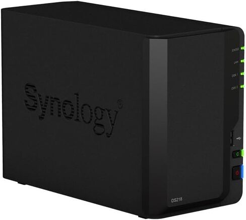 خادم Synology DiskStation DS218 NAS مع وحدة المعالجة المركزية RTD1296 بسرعة 1.4 جيجا هرتز، وذاكرة 2 جيجا بايت، وتخزين محرك أقراص ثابتة سعة 4 تيرابايت، ومنفذ LAN 1 × 1 جيجابت، ونظام تشغيل DSM in Saudi Arabia