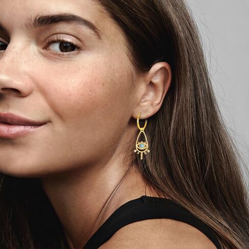 KOMI 18K Gold-plated Zircon Earrings Hoop Dangle Pearls Earring for Women in Saudi Arabia