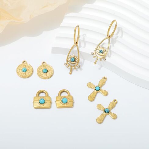 KOMI 18K Gold-plated Zircon Earrings Hoop Dangle Pearls Earring for Women in Saudi Arabia