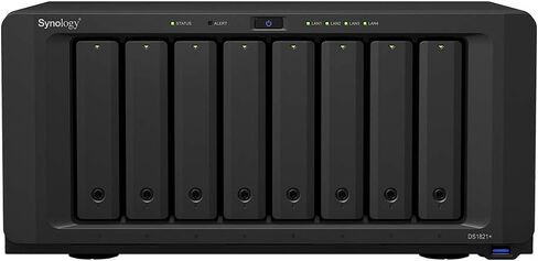 Synology DiskStation DS1821+ NAS Server with Ryzen 2.2GHz CPU, 32GB Memory, 144TB HDD Storage, 1TB M.2 NVMe SSD, 4 x 1GbE LAN Ports, DSM Operating System in Saudi Arabia
