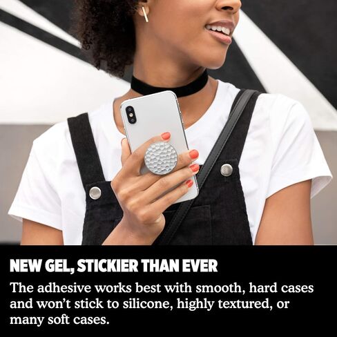 PopSockets: PopGrip Expanding Stand and Grip with a Swappable Top for Phones & Tablets - Hammered Metal Silver in Saudi Arabia