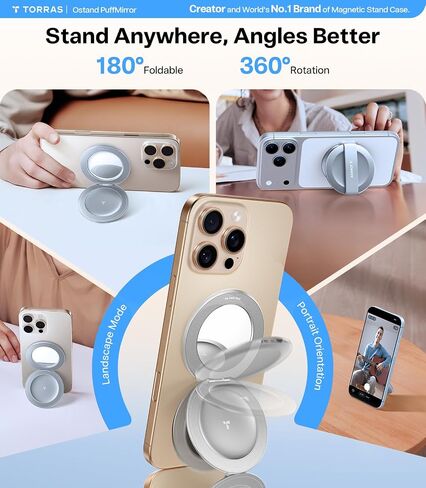 TORRAS 2025 Upgraded (Gen 7.0) Magnetic Phone Grip Ring Stand Holder, Comfortable Silicone Ring, Compatible with MagSafe Accessories 4-in-1 Kickstand for iPhone 17 Pro Max 16 15 14 13 Android,Rosegold in Saudi Arabia