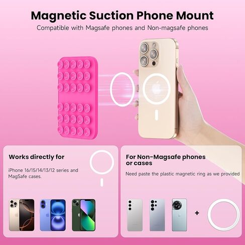 Patented Magnetic Sticky Phone Suction Grip Mount for MagSafe Case,Magnet Silicone Portable Stand Holder for iPhone 16/15/14/13/12 Series and Android, Hands-Free Selfies and Videos in Saudi Arabia