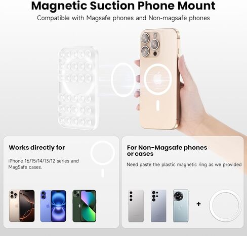 Patented Magnetic Sticky Phone Suction Grip Mount for MagSafe Case,Magnet Silicone Portable Stand Holder for iPhone 16/15/14/13/12 Series and Android, Hands-Free Selfies and Videos in Saudi Arabia