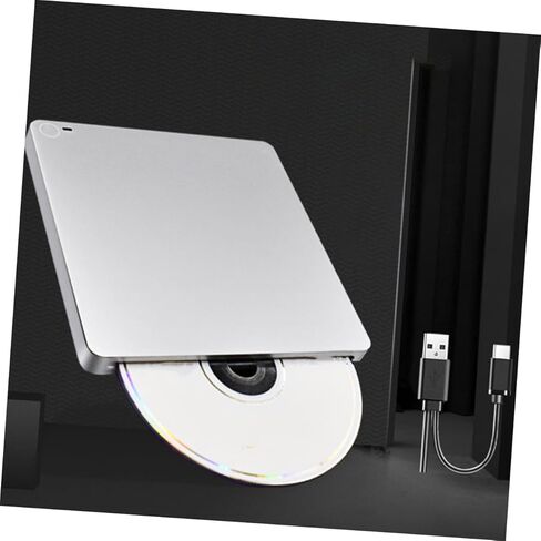 ناسخ أقراص مضغوطة خارجي من النوع c - مشغل أقراص DVD Vcd رفيع ومحمول ومتوافق مع نظام التشغيل Windows للاستخدام المنزلي والمكاتب باللون الفضي in Kuwait