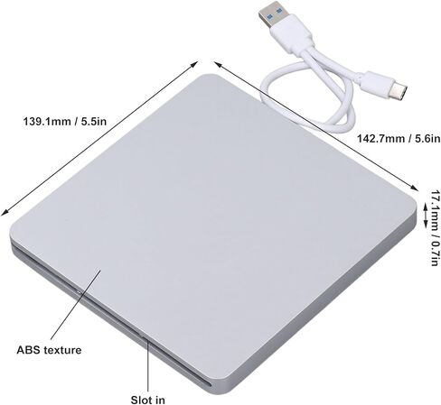 External DVD Drive USB 3.0 Type C Slim Lightweight Abs Portable Cd DVD Burner Optical Drive Rewriter Player for Laptop Desktop Pc Linux Os in Saudi Arabia