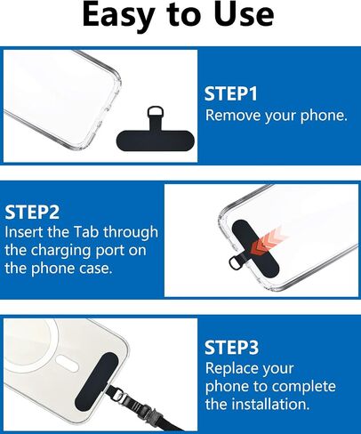 Fannoday Phone Tether Tab, 4 Pcs Universal Phone Lanyard Tab Used with Crossbody Strap, for Cell Phone Cases in Kuwait