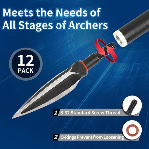 SOPOGER 12 قطعة من رؤوس الرماية التقليدية - 100/125 رؤوس عريض تركيا من الحبوب نصائح للسهم من الصلب الكربوني رؤوس سهام للصيد لمركب منحني وممارسة القوس والنشاب in Kuwait