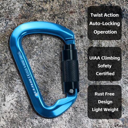 SEPEAK UIAA 30kN Climbing Carabiner Clips, Professional Heavy Duty Twist Locking Carabiners for Climbing,Mountaineering, Rappelling, Camping, Hiking, Swings, Large D Ring Hooks in Saudi Arabia