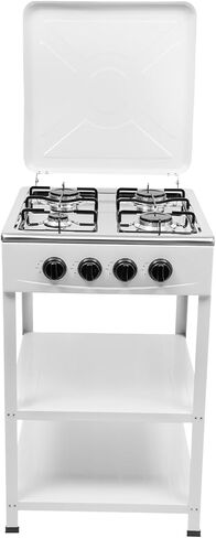 موقد غاز البروبان المحمول، موقد غاز طبيعي مع 4 حروق في الهواء الطلق موقد البروبان موقد التخييم مع 2 رف تخزين شوايات البروبان مع غطاء موقد الطبخ للمنزل المطبخ RV في الهواء الطلق (أسود) in Kuwait