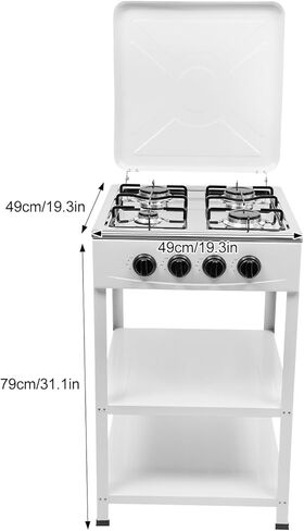 موقد غاز البروبان المحمول، موقد غاز طبيعي مع 4 حروق في الهواء الطلق موقد البروبان موقد التخييم مع 2 رف تخزين شوايات البروبان مع غطاء موقد الطبخ للمنزل المطبخ RV في الهواء الطلق (أسود) in Kuwait