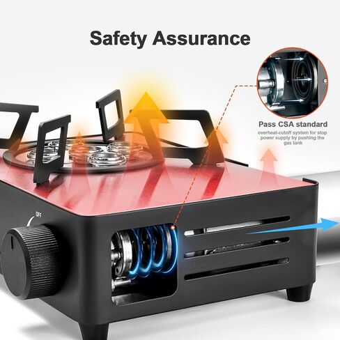 Odoland 7500BTU Camping Butane Stove with Compact Carry Case, CSA Certified Portable Gas Stove for Backpacking,Picnic,Outdoor Adventures,Black in Kuwait