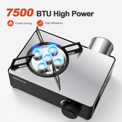 Odoland 7500BTU Camping Butane Stove with Compact Carry Case, CSA Certified Portable Gas Stove for Backpacking,Picnic,Outdoor Adventures,Black in Kuwait