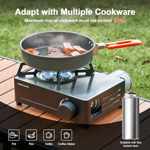 Odoland 7500BTU Camping Butane Stove with Compact Carry Case, CSA Certified Portable Gas Stove for Backpacking,Picnic,Outdoor Adventures,Black in Kuwait