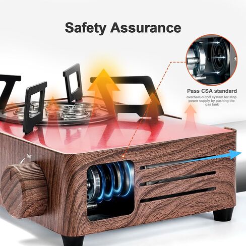 Odoland 7500BTU Camping Butane Stove with Compact Carry Case, CSA Certified Portable Gas Stove for Backpacking,Picnic,Outdoor Adventures,Black in Saudi Arabia