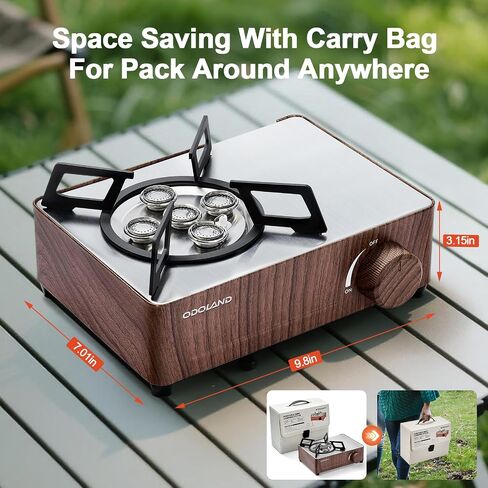 Odoland 7500BTU Camping Butane Stove with Compact Carry Case, CSA Certified Portable Gas Stove for Backpacking,Picnic,Outdoor Adventures,Black in Saudi Arabia