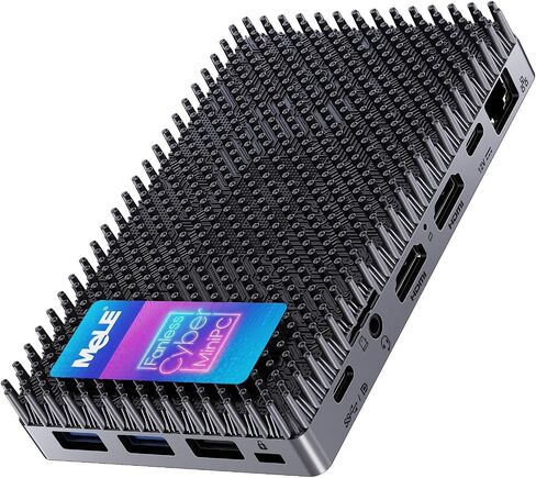MeLE Mini PC Cyber ​​X1 - N150 كمبيوتر بدون مروحة، ذاكرة وصول عشوائي 16 جيجابايت، تخزين 512 جيجابايت، 2.4/5 جيجا واي فاي، أجهزة كمبيوتر صغيرة USB-C كاملة الوظائف، سطح مكتب ثلاثي العرض 4K في المنزل والمكتب والتعليم والتصوير الفلكي in Saudi Arabia