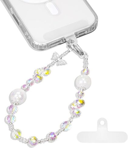 لسحر iPhone، فراشة معدنية لحزام iPhone Charm قابل للفصل ومضاد للسرقة - حر اليدين لحزام معصم iPhone مع شريط حبل للنساء (وردي) in Kuwait