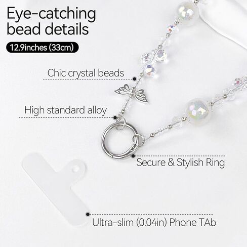 لسحر iPhone، فراشة معدنية لحزام iPhone Charm قابل للفصل ومضاد للسرقة - حر اليدين لحزام معصم iPhone مع شريط حبل للنساء (وردي) in Kuwait