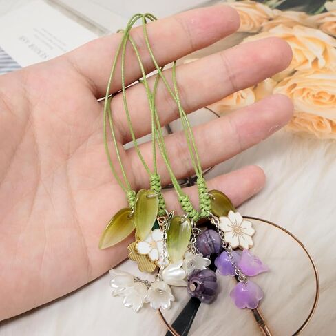 4PCS Sweet Cherry Blossom Daisy Tulip Flower Phone Charm Cute Decorative Phone Lanyard Stylish Smartphone Strap for Women in Saudi Arabia