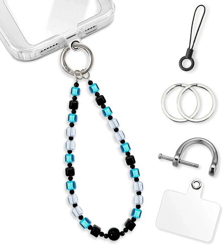 Phone Charm Strap, Sparkling Crystal Beaded Lanyard with Tether Tab &Metal Buckle for Cellphone, Wrist Keychain for Car Keys with D Ring for Women. in Saudi Arabia