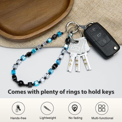 Phone Charm Strap, Sparkling Crystal Beaded Lanyard with Tether Tab &Metal Buckle for Cellphone, Wrist Keychain for Car Keys with D Ring for Women. in Saudi Arabia