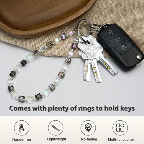 Phone Charm Strap, Sparkling Crystal Beaded Lanyard with Tether Tab &Metal Buckle for Cellphone, Wrist Keychain for Car Keys with D Ring for Women. in Saudi Arabia