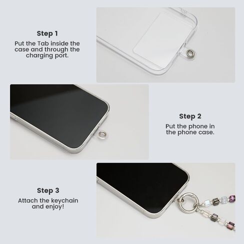 Phone Charm Strap, Sparkling Crystal Beaded Lanyard with Tether Tab &Metal Buckle for Cellphone, Wrist Keychain for Car Keys with D Ring for Women. in Saudi Arabia