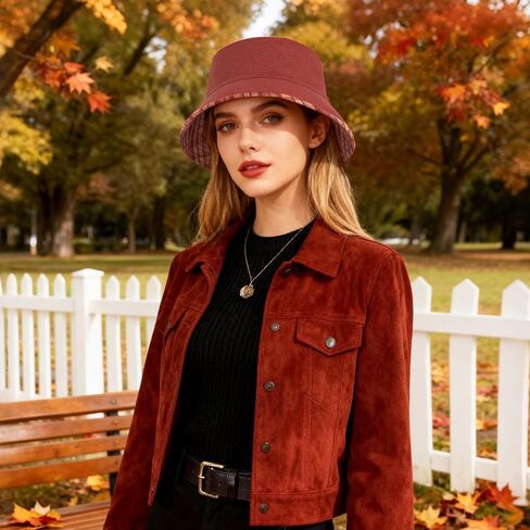 DOCILA Stylish Bucket Hats for Women Foldable Outdoor Plaid Fisherman Sun/Rain Cap with Chin Strap in Saudi Arabia