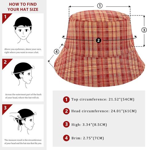 DOCILA Stylish Bucket Hats for Women Foldable Outdoor Plaid Fisherman Sun/Rain Cap with Chin Strap in Saudi Arabia