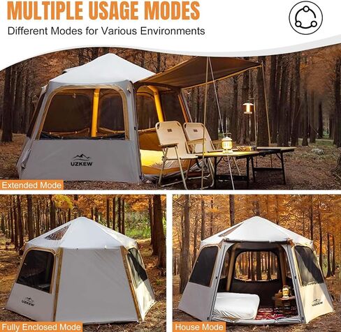 Hexagon Inflatable Camping Tent, 1-4 Person 2 Doors & 4 Mesh Windows Quick Setup Blow Up Tent Air Glamping Tents Big Large Waterproof Windproof, 4 Season for Outdoor Camping Adult Manual Pump in Saudi Arabia