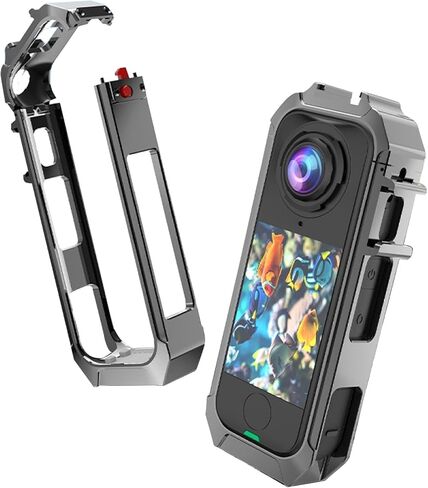 Aluminum Alloy Frame for Insta360 X4 Air, Camera Cage Case 1/4" Threads Cold Shoe Fixing Bracket Protective Frame for Action Camera Accessories in Saudi Arabia