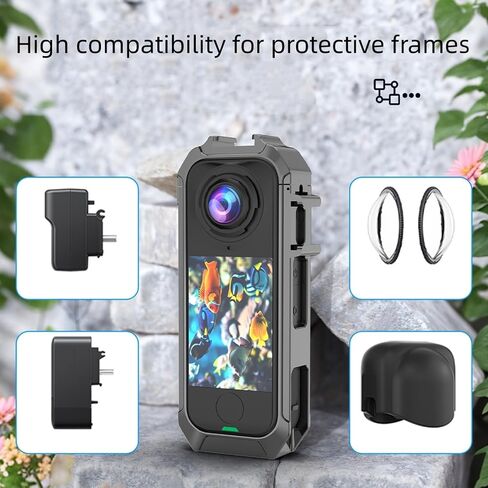 Aluminum Alloy Frame for Insta360 X4 Air, Camera Cage Case 1/4" Threads Cold Shoe Fixing Bracket Protective Frame for Action Camera Accessories in Saudi Arabia