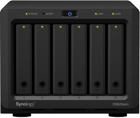 Synology DiskStation DS620slim iSCSI NAS Server with Intel Celeron Up to 2.5GHz CPU, 6GB Memory, 2TB (4 x 500GB) SSD Storage, DSM Operating System in Saudi Arabia