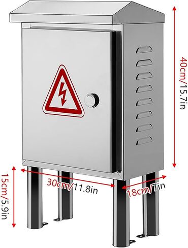 Outdoor Stainless Steel Electrical Enclosure, Waterproof Dustproof Floor-Mounted Cabinet with Insulated Mounting Plate for Electronics (15.7x12x7in/40x30x18cm) in Saudi Arabia