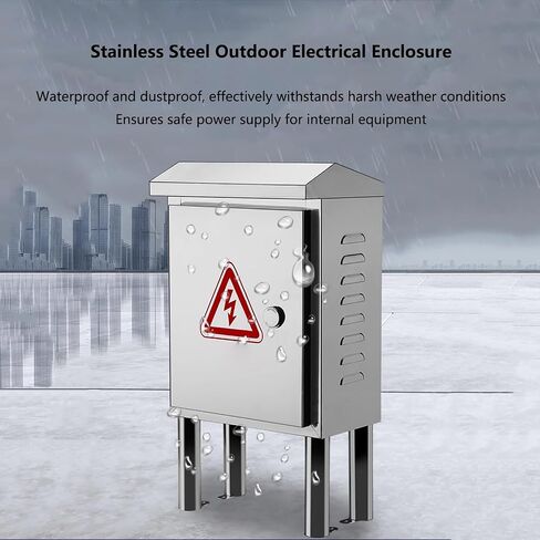 Outdoor Stainless Steel Electrical Enclosure, Waterproof Dustproof Floor-Mounted Cabinet with Insulated Mounting Plate for Electronics (15.7x12x7in/40x30x18cm) in Saudi Arabia