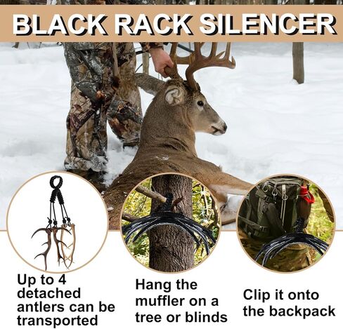 Deer Call Silencer Black Rack Rattling Antlers Silencer Rattling Deer Antlers Silent Carry Harness for Deer Hunting in Kuwait