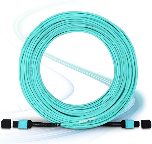 10M/33Ft 12 Core MPO to MPO Optical Fiber Cable OM3 Multimode Type B Patch Cord Female LSZH Jumper for 10G QSFP+/QSFP28 MTP Compatible in Kuwait