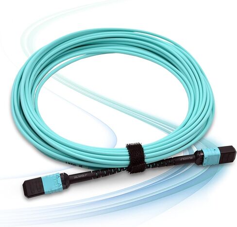 10M/33Ft 12 Core MPO to MPO Optical Fiber Cable OM3 Multimode Type B Patch Cord Female LSZH Jumper for 10G QSFP+/QSFP28 MTP Compatible in Kuwait