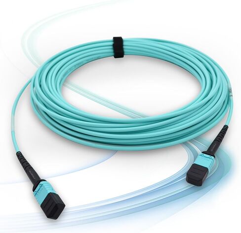 10M/33Ft 12 Core MPO to MPO Optical Fiber Cable OM3 Multimode Type B Patch Cord Female LSZH Jumper for 10G QSFP+/QSFP28 MTP Compatible in Kuwait