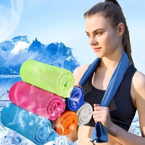 Portable Cooling Towel,Cooling Towels for Neck and Face,Soft Breathable Yoga Towel with Silicone Storage Bag,Microfiber Cooling Towel for Yoga,Sport,Running, Workout,Fitness,Camping(Black) in Saudi Arabia